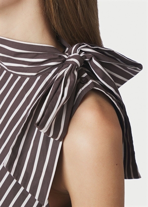 Veda wide stripe top Dark Brown Neo Noir